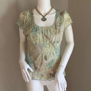 True Y2K semi-sheer mesh umpire style top, lettuce leaf hem, PHEOBE BUFFAY VIBES